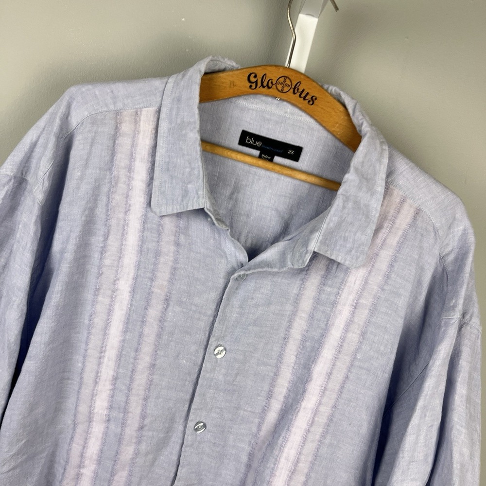 Blue by Pronto Uomo Linen‎ Shirt Mens 2XL Light Purple Short Sleeve Resort
